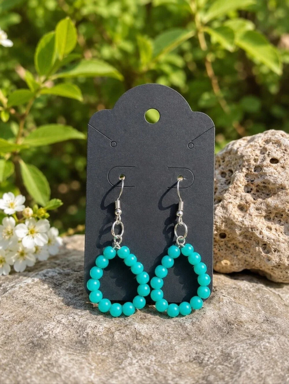 Ocean Glow Turquoise Teardrop Earrings – Handmade Boho Dangle Jewelry